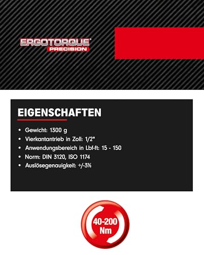 Ks Tools 1-2 ERGOTORQUE40-200 Rosso Chiave Dinamometrica A Cricchetto - 3