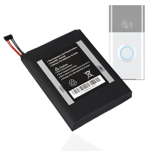 WRUMI B15169 Replacement for Ring Doorbell Battery: Video Doorbell 1st Gen Battery 5-PIN - Model B15169 Video Doorbell 1st Generation 5000mAh 3.75V (Not Compatible with Ring Doorbell 2/3/4 Gen)