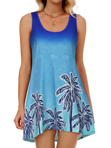 Image of Swimsuit Coverup for Women Bikini Sleeveless Beach Bathing Suit Cover Up | CHICGAL Summer Loose Tank Dress Bikini Beachwear Swimming cover, Vacation Hawaiian Cruise Pool Outfit T shirt Fashion Clothes