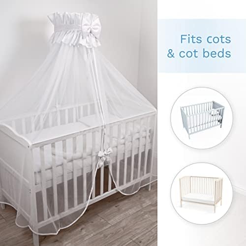 Oval Shape Canopy/Drape/Mosquito Net Holder Fits Cots and Cot Beds 150 cm White (Universal Cot Clamp Holder)