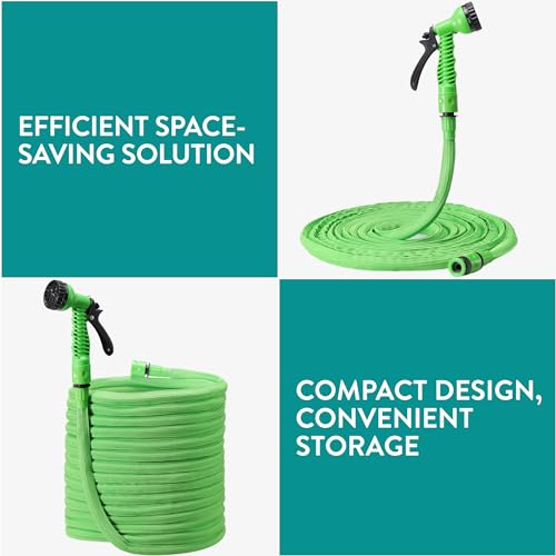 Flexibler Gartenschlauch 15m von Navaris – Dehnbar und mit 7 Funktionen
