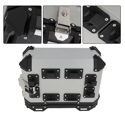 Maleta lateral rígida universal para motocicleta LABLT 36L con soporte de montaje, color plata, 1 par miniatura 4