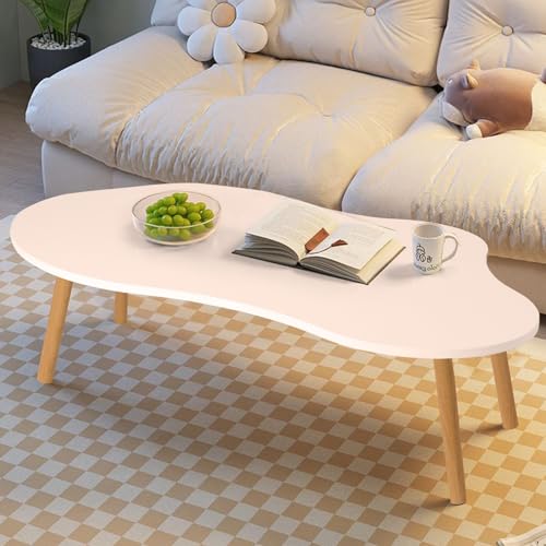 Cloud Shape Modern Coffee Table - Minimalist Display, White End Table for Kitchen, Office, Lounge - Easy Assembly