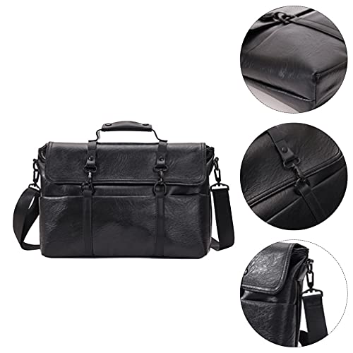 Amosfun 1 pç pasta de couro PU masculina, bolsa transversal, portfólio portátil, bolsa de negócios