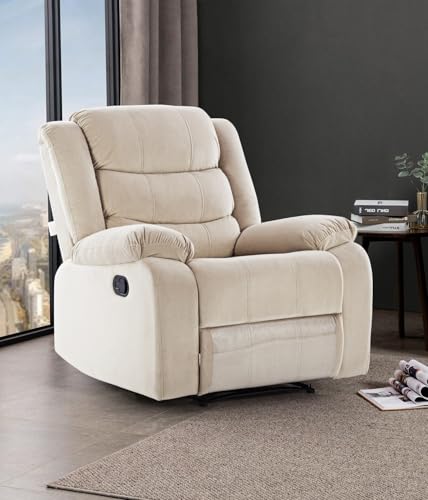 Image of Urban living - Illinois Single Seater Fabric Manual Recliner | 1 Seater Sofa | Single Sofa Recliner | 1 Seater Chair Sofa | 1 Year Warranty | Beige
