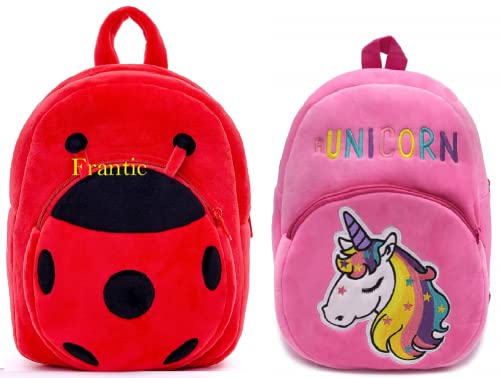 Image of Frantic Kid's, Toddler Velvet Animal Plush Cartoon School Backpacks ( Pink , 2-5 Years)