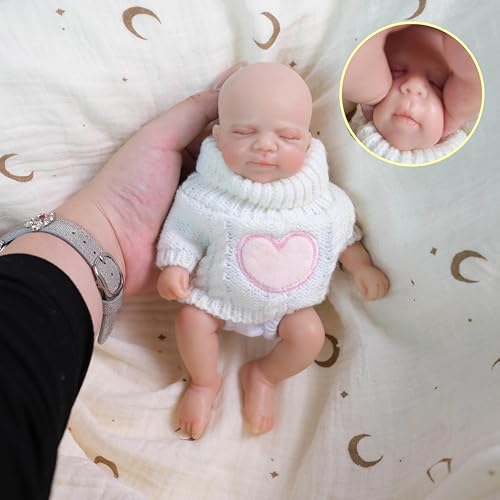 RXDOLL Muñecas realistas de bebé Reborn de 8 pulgadas, de silicona de platino sólido, cuerpo completo, muñeca de bebé de la vida real, tamaño pequeño, muñecas renacidas de silicona completa