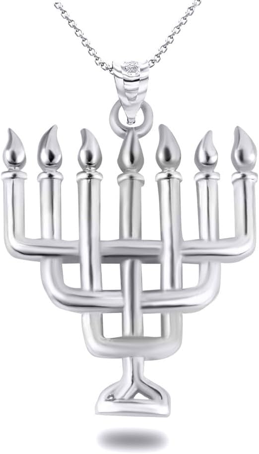 Claddagh Gold Two Tone Jewish Menorah Pendant Necklace Fine Real Solid 925 Sterling Silver