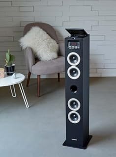 THOMSON Tour de Son Bluetooth avec Lecteur CD, Enceinte Colonne Hifi 60W, Radio FM, Port Aux et USB, MP3 et Affichage LED - Noir - DS120CD
