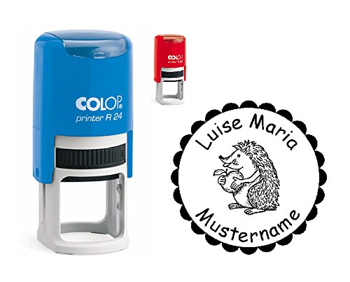 Stempel Kinderstempel IGEL mit APFEL - mit persönlichem Namen und Motiv - für Kinder
