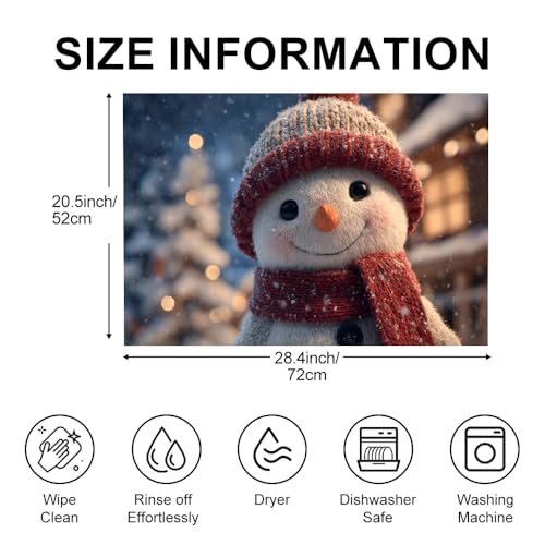 Image of Smiling Snowman Red Hat Portrait Stove Top Cover 28.35x20.47in