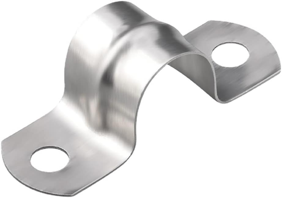 20 Pcs Stainless Steel Pipe Clips Two Hole Tube Strap Clamps U Bracket