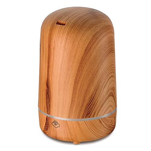 Serene House Ultrasonic Light House Aromatherapy Essential Oil Cool Mist Diffuser – Optional Warm White, Calming Ambient Light Display, Automatic Shut-Off, Unbreakable Cover – Light Wood, 100Ml #TOP2