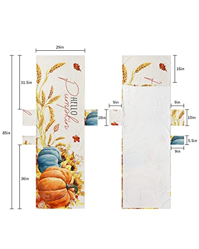 Hello Pumpkin Beach Pool Patio Lounge Chaise Chair Cover Towel With Pockets,Absorbent & Quick Dry Microfiber Towel Cover Bag Summer Travel Accessories for Sunbathing Fall Maple Leaf Wheat Thanksgiving