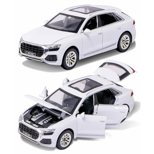 Image of Diecast 1 /24 Big Q8 Toy Car Metal Pull Back Car with Openable Door and Light Sound Gifts Toys for Kids