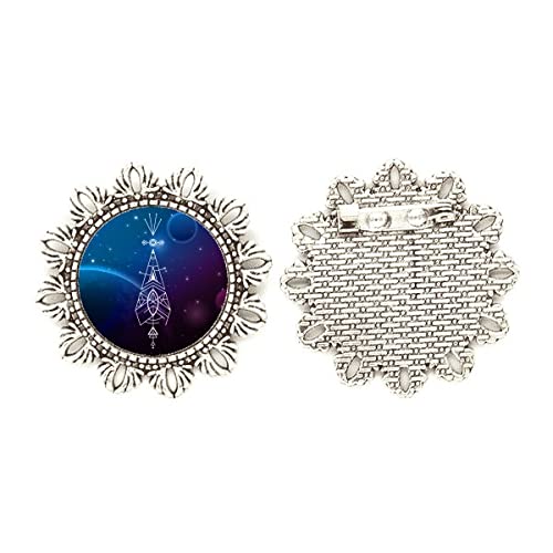 Broche de plata de cielo estrellado: elegancia mística en tamaño mediano para tu ropa