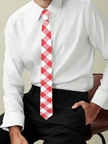 Image of Mantieqingway Mens Skinny Ties,2.56 inch Cotton Neckties Striped Plaid Ties for Groom Groomsmen Wedding Party Christmas