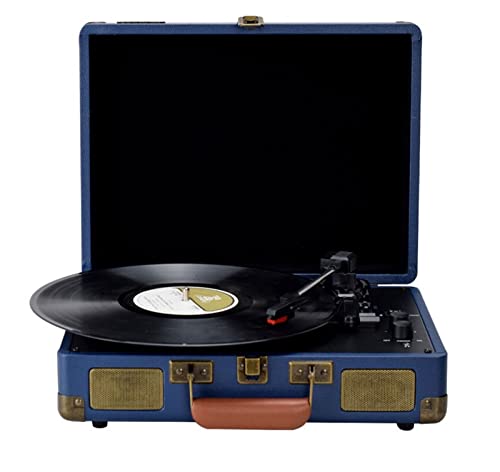 STRAFBRG Tocadiscos estéreo portátil con Entrada y Salida inalámbrica BT 33/45/78RPM LP Reproductor de Discos de Vinilo Control de Tono Altavoz fonográfico