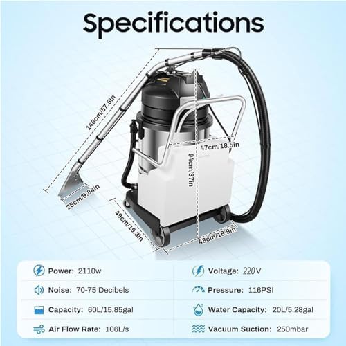 Professional 3-in-1 Commercial Carpet Cleaning Machine, 40L Portable Extractor Vacuum & Floor Brush, Wet Dry Spraying Cleaner for Deep Cleaning & Stain Removal