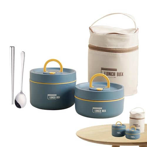 Generisch Home Stainless Steel Compartment Snack Box - Fiambrera multicapa, contenedor de comida portátil con bolsa de almuerzo, apilable a prueba de fugas, contenedor de comida de acero inoxidable