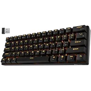 rk royal kludge RK61 61 Keys Wired/Wireless Bluetooth 3.0 Multi-Device LED Backlit Mechanical Gaming Keyboard for iOS (Black)