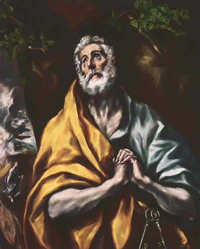 Tableau El Greco le repentant saint Pierre impression d'art sur toile 60x90cm