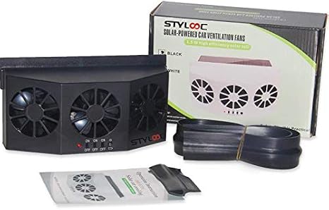 Solar Powered Car Window Windshield Auto Air Vent Fan Auto Ventilator System,Exhaust Fan Vehicle Radiator Vent with Ventilation(Black)