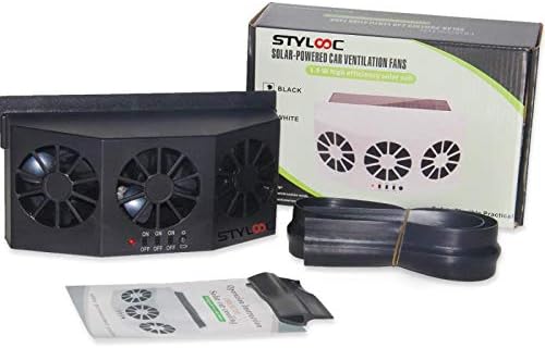 Solar Powered Car Window Windshield Auto Air Vent Fan Auto Ventilator System,Exhaust Fan Vehicle Radiator Vent with Ventilation(Black)