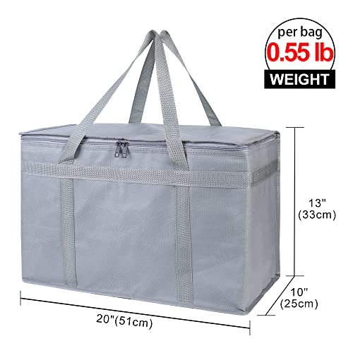 Bodaon 1-Pack Insulated Reusable Grocery Shopping Bag, Xx-Large Frozen Food Cold, Cooler Bags With Zippered Top, Gray #TOP1