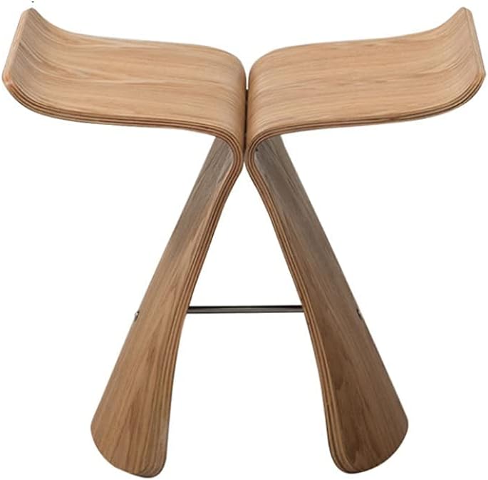 Minimalist Fashion Creative Simple Stool Butterfly Stool Small Bench Low Stool for Living Room Solid Wood Shoe Stool Comfortable Seat Stoolcasual/Natural Wood Color