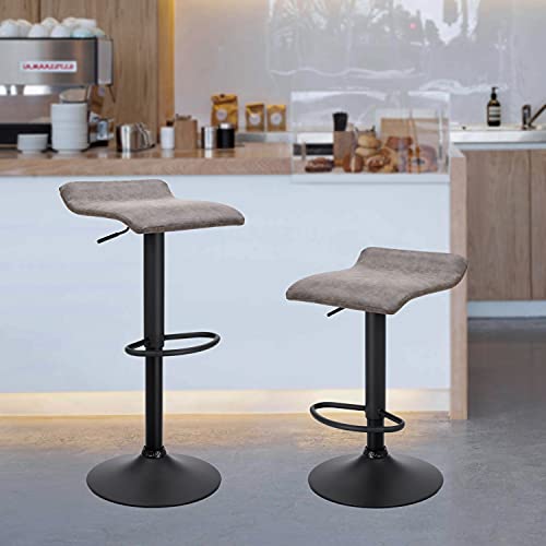 Finnhomy Set Of 2 Adjustable Bar Stools, Swivel Barstools For Kitchen Counter Height Chair, Retro Grey #TOP1