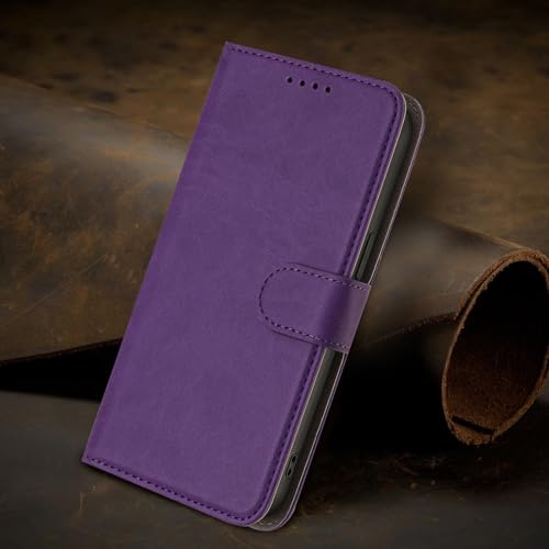 PONRFEKT Funda para OPPO A54 4G / A54S,Carcasa de Cuero PU con Ranuras para Tarjetas y Soporte,Funda de Libro con Tapa Anti-Golpes-Morado Oscuro