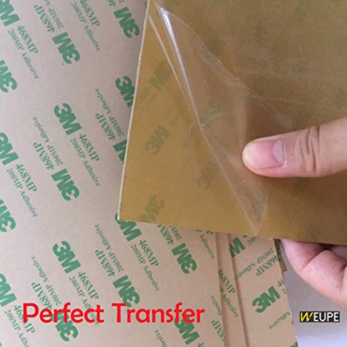 Weupe Adhesive Transfer Tape, Double Sided Transfer Sheet, 10" X 10" 468Mp (5-Pack) #TOP1