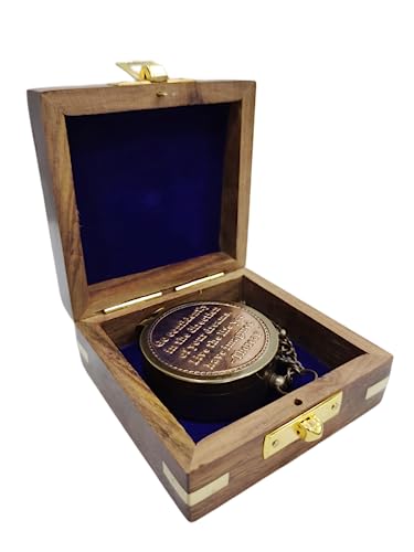 Brújula Nautical de Latón con Estuche de Madera y Tapa de Cobre miniatura 4