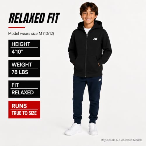 Image of New Balance Boys Zip Up Warm Fleece Hoodie Sweatshirt, Activewear 8-20