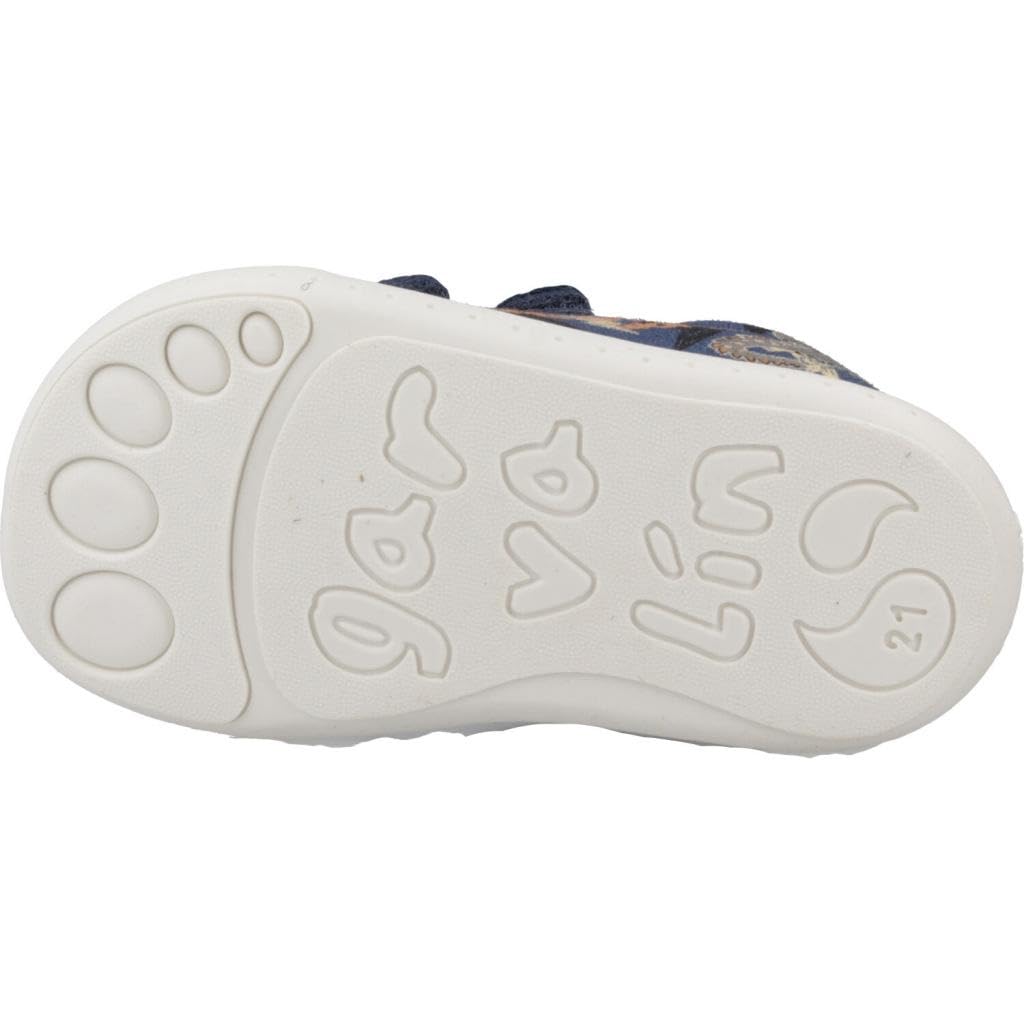 GARVALÍN 242350-A Zapatillas para niño, estampado de dragón, color marino, calzado respetuoso para niños, con velcro NIÑO ZAPATILLAS