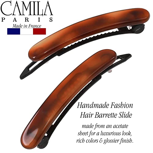Camila Paris CP3376 French Hair Barrettes Clips for Women, Handmade, Girls Side Slide-in Barrette Clip, Hair Accessories for Women. Strong Hold No Slip Grip Fashion Durable Styling, Made in France - Thumbnail 3