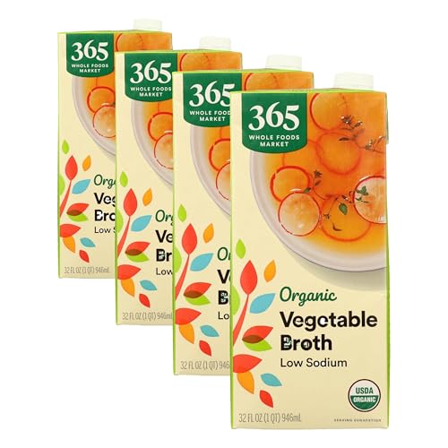Image of 365 by Whole Foods Market, Organic Low Sodium Vegetable Broth, 32 Fl Oz (Pack of 4)