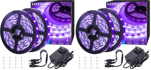 Image of 40 Foot Led Black Light Strip Kit, 720 Units Led, 12V Flexible Blacklight Fixtures, Non-Waterproof (Pack of 2)