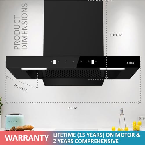 Elica 90cm 1500 m3/hr Filterless Autoclean Kitchen Chimney with 15 Years Warranty (FL PLUS 900 SPT HAC LTW MS NERO), Black - Image 5
