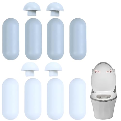 Tampon, Patin Abattant WC, 2 ensembles Tampon Abattant WC, Pare-chocs de Siège de Toilette,Amortisseur WC,8 Tampons Anneaux+4 Tampons Couvercle(Blanc, gris)