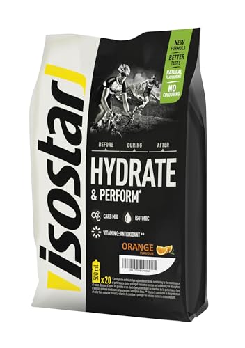 Isostar Hydrate & Perform, 800 g de Bebida Electrolítica Isotónica, Solución Electrolítica para Opimizar el Rendimiento Deportivo, Sabor Naranja, 20 raciones