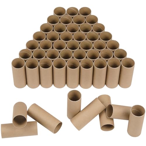 HESESOH 50 Pack Cardboard Tubes for Crafts - 1.57 x 3.94 Inches - Brown Toilet Paper Empty Rolls Round Thick Tubes Sturdy for Classroom Family Handmade DIY Projects