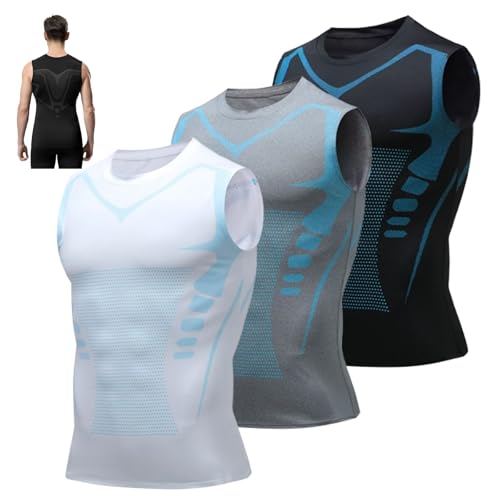 2026 New V2 Compression Vest V Boost Shape Wear Men Sleeveless Feel The Power of Confidence Posture Corrector Tank Top (3-Pcs-A,