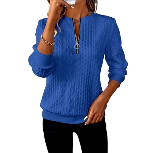 Sudadera de punto grueso con media cremallera para mujer en texturas seleccionadas