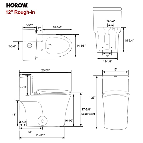 Horow T0338WG One Piece Toilet With Gold Button thumb #6