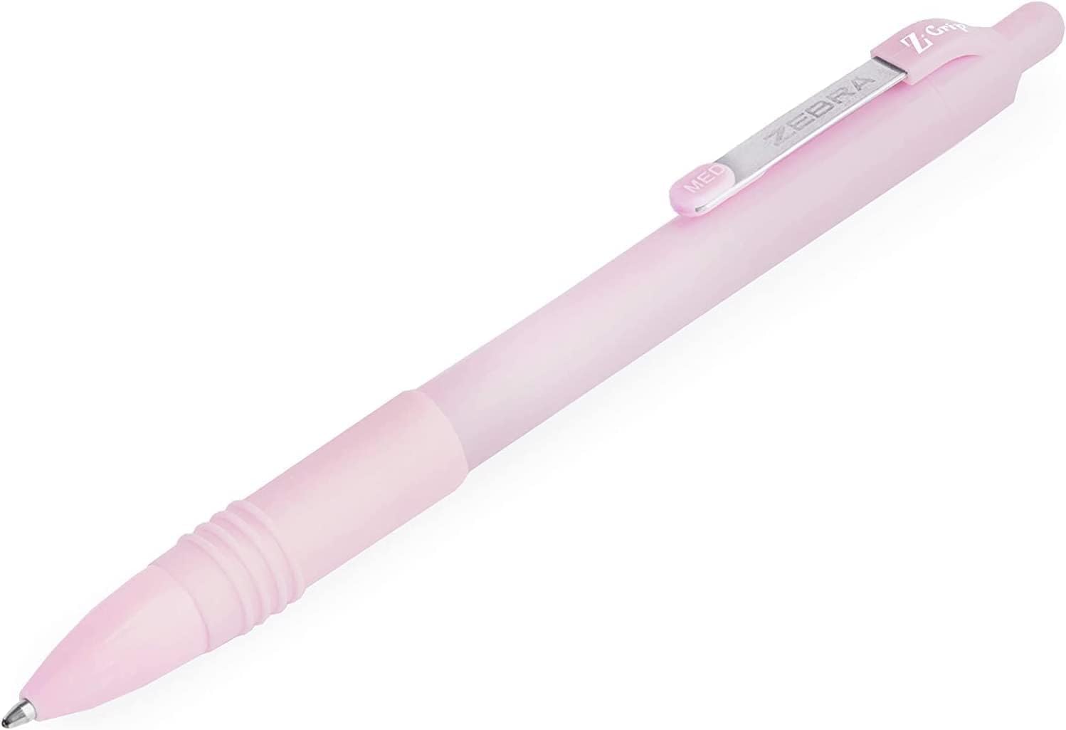 Zebra Z-Grip Gładki długopis wysuwany, stojak na biurko, zestaw 50 długopisów, ładne pastelowe kolorowe beczki, końcówka stalówki 1,0 mm, czarny atrament, idealny do pisania, poprawek, szkoły,