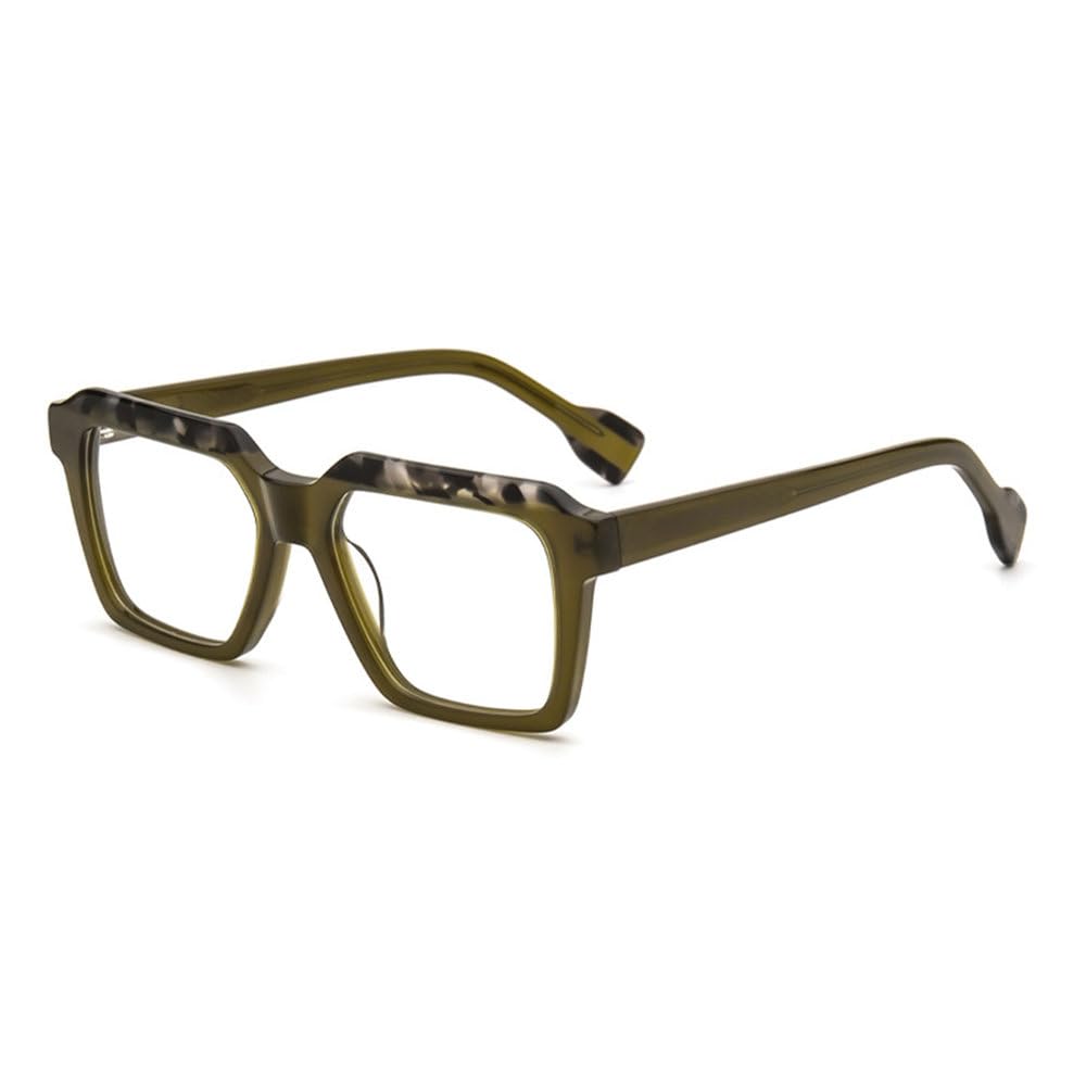 Gafas elegantes con montura cuadrada de acetato y lentes de resina sin graduación, ideales para la oficina, el estudio y el uso diario.
