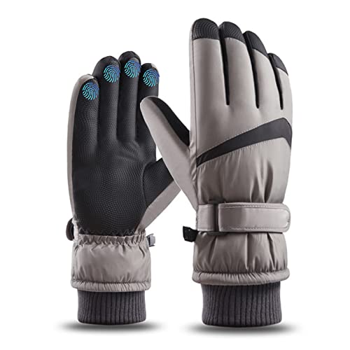 Ouinne Touchscreen Handschuhe Herren Damen, Winddichte Skihandschuhe Winterhandschuhe Fahrrad Ski Laufen Männer Frauen, Winddichte Handschuhe Winter Langlauf, Snowboardhandschue (Grau) Cover