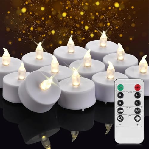 Nancia LED Teelichter mit Fernbedienung Timer, flackernde, flammenlose...